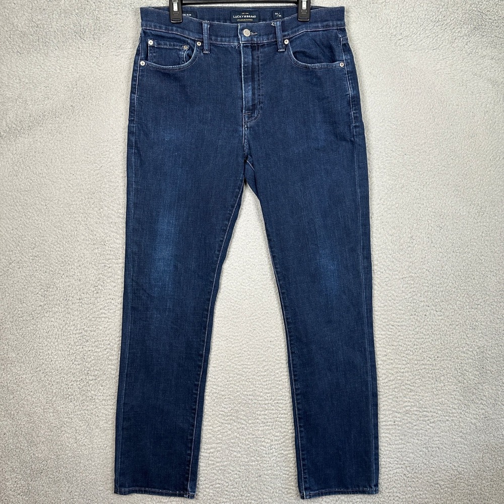 Lucky Brand Jeans Mens 33X34 410 Athletic Slim Dark Wash Blue Stretch Denim EUC